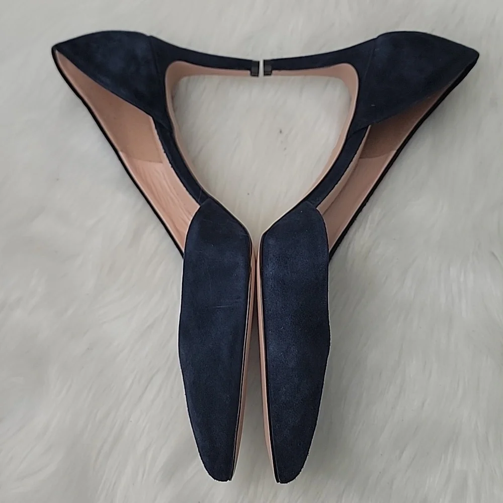 J.CREW Navy Blue Suede d'Orsay Office Party Professional‎ Pointed Toe Heels 8.5